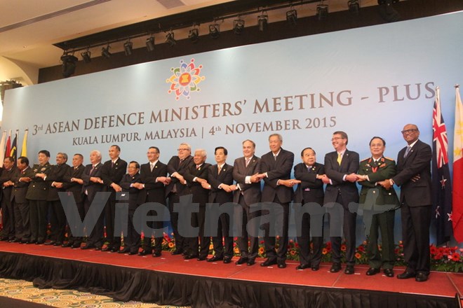 Các Bộ trưởng Quốc phòng tại Hội nghị ADMM+ lần 3. (Ảnh: Kim Dung-Trí Giáp/Vietnam+)