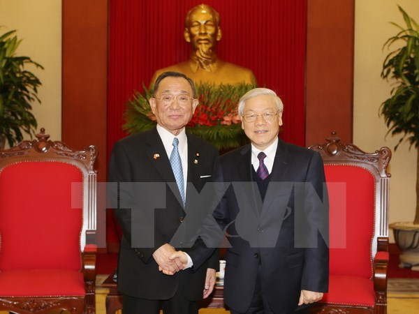 Tổng Bí thư Nguyễn Phú Trọng tiếp Chủ tịch Thượng viện Nhật Bản Yamazaki Masaaki sang thăm chính thức Việt Nam. Ảnh: Trí Dũng-TTXVN