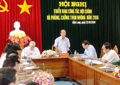 Phó Bí thư Thường trực Tỉnh ủy- Trương Văn Sáu phát biểu chỉ đạo công tác nội chính.