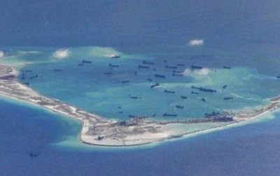 Hình ảnh một bãi đá bị Trung Quốc cải tạo phi pháp ở Biển Đông. Ảnh AFP