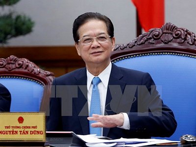  Thủ tướng Nguyễn Tấn Dũng chủ trì Phiên họp Chính phủ tháng 3. (Ảnh: Đức Tám/TTXVN)