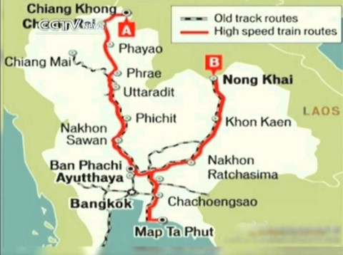 Dự án đường sắt cao tốc mà Trung Quốc dự định thực hiện tại Thái Lan. Ảnh CCTV
