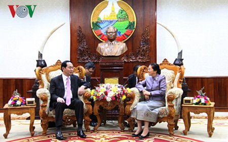 Chủ tịch nước Trần Đại Quang hội kiến Chủ tịch Quốc hội Lào