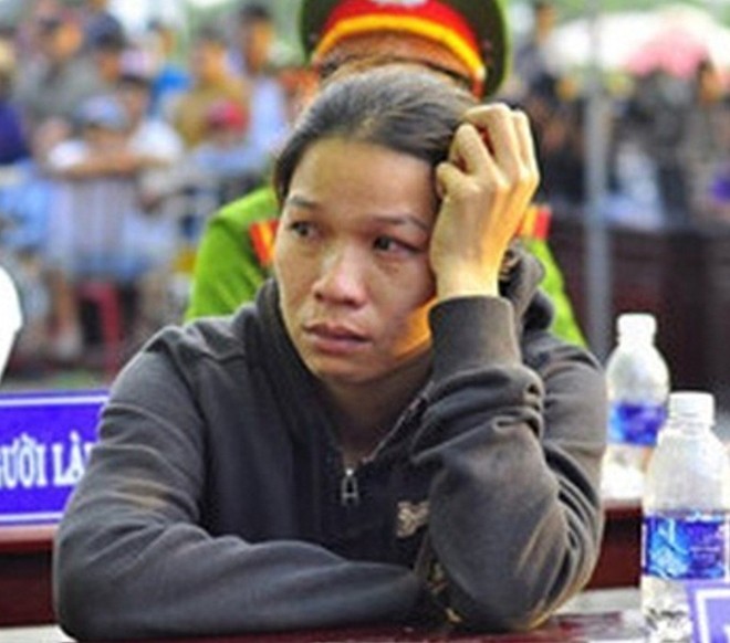 Trần Thị Trinh tại phiên tòa xét xử sơ thẩm (ảnh CTV)
