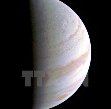 Hình ảnh bề mặt Sao Mộc do tàu thăm dò Juno chụp gửi về ngày 27/8. (Nguồn: EPA/TTXVN)