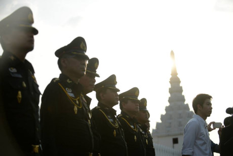 Lực lượng an ninh Thái Lan được bố trí dày đặc để bảo vệ cho nghi lễ.
