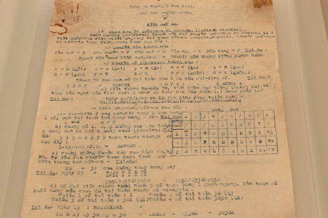 Bản mật mã và cách dùng của điệp viên Ty Công an Hà Nội (nay là Sở Công an Hà Nội) vào tháng 9/1949.