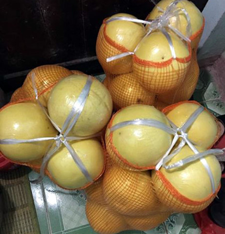 Khoảng hơn 1 tuần nay, tại một số chợ hoặc một số tuyến phố ở Hà Nội bày bán khá nhiều loại bưởi quả to, vỏ vàng và nhẵn bóng.