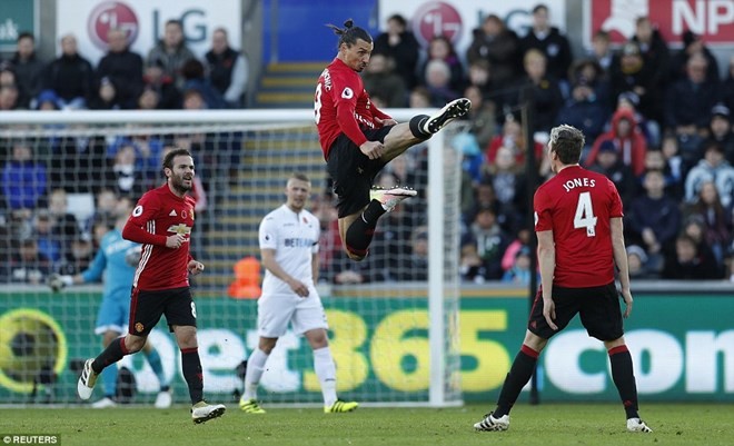 Zlatan Ibrahimovic lập cú đúp cho Manchester United. (Nguồn: Reuters) 