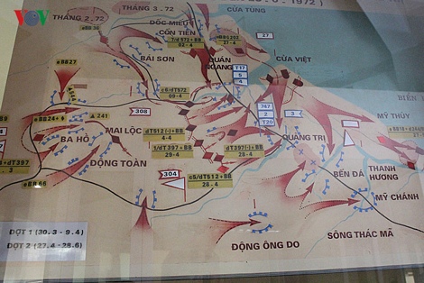 Sơ đồ sử dụng tăng thiết giáp của ta trong chiến dịch Quảng Trị khốc liệt, từ 30/3 đến 28/6/1972.