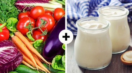 Rau củ & Sữa chua: Chất xơ trong rau củ sẽ thúc đẩy quá trình hấp thụ canxi trong sữa chua và tăng tối đa lượng vitamin.
