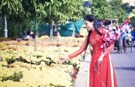 Nét đẹp chợ hoa xuân ở TP Vĩnh Long ngày tết.