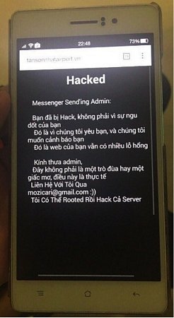 Cục Hàng không VN đã xác nhận website sân bay Tân Sơn Nhất bị hacker tấn công.