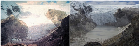 Sông băng Qori Kalis ở Peru từ tháng 7/1978 đến tháng 7/2011.