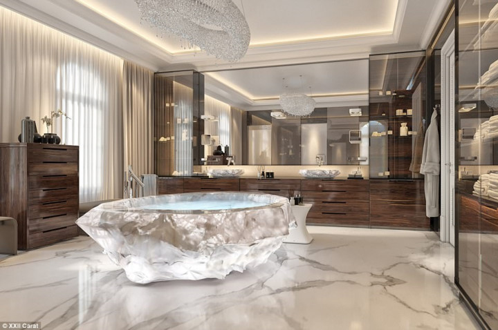 Biệt thự phức hợp Carat XXII được xây dựng trên khu Palm Jumeriah nổi tiếng ở Dubai có các phòng tắm chính với bồn tắm trị giá 1 triệu USD.