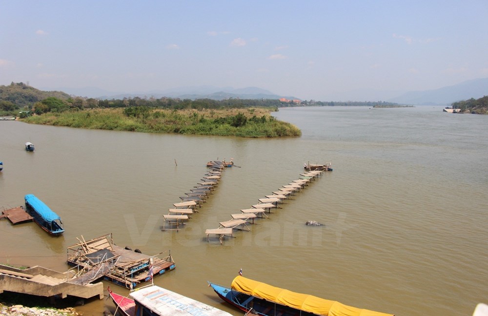 Sông Mekong khu vực Tam giác vàng Lào, Thái Lan và Myanmar. (Ảnh: Hùng Võ/Vietnam+)