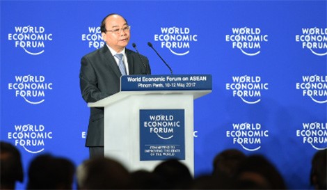 Thủ tướng Nguyễn Xuân Phúc phát biểu tại phiên khai mạc WEF-ASEAN. Ảnh: VGP