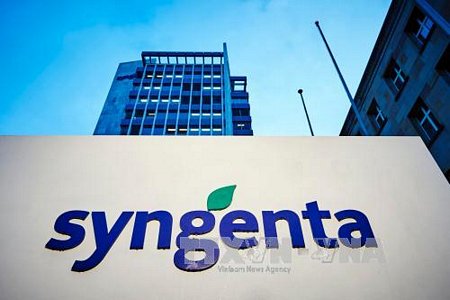 Biểu tượng của hãng Syngenta ở Basel, Thụy Sỹ ngày 3/2/2016. Ảnh: AFP/TTXVN