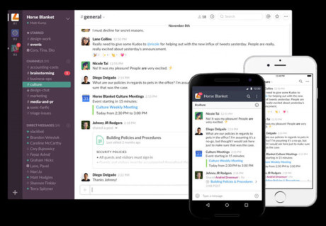 Slack, công cụ chat mới giúp tối ưu hóa khả năng làm nhiều việc trên một ứng dụng, bao gồm cả thư điện tử. Slack có giá trị khoảng 5 tỷ USD và đang được nhiều ông lớn lùng mua trong đó có Google và Microsoft.