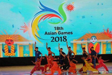 Buổi lễ ra mắt logo Asiad 2018 của Indonesia. 