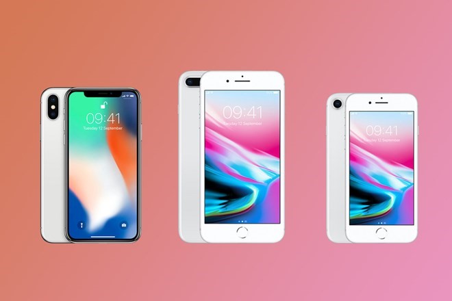 Ba mẫu điện thoại iPhone: iPhone X, iPhone 8 Plus và iPhone 8. (Nguồn: Pocket-lint)