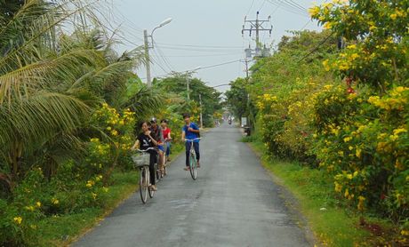 Đường giao thông được láng nhựa, thông thoáng thuận lợi cho nhân dân đi lại, học hành cả 2 mùa mưa nắng.