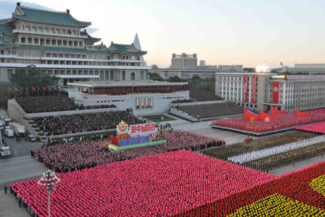 Quang cảnh lễ kỷ niệm 70 năm ngày thành lập đảng cầm quyền tại CHDCND Triều Tiên. Ảnh: KCNA.
