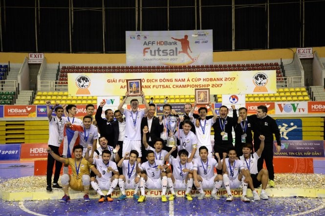 Thái Lan đăng quang chức vô địch Giải futsal Đông Nam Á 2017. Ảnh: HÀ KHÁNH