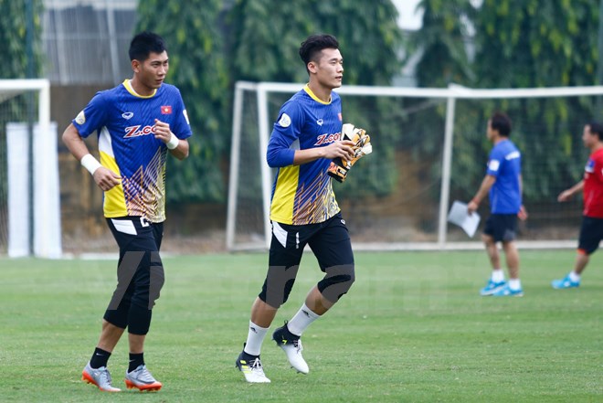  Vị trí thủ môn tuyển Việt Nam đang trong cuộc khủng hoảng khi Nguyên Mạnh, Văn Lâm và Tuấn Linh đều vắng mặt. (Ảnh: Minh Chiến/Vietnam+)