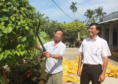 Việc phát động mô hình trồng hoa trước ngõ được gia đình ông Việt (trái) tích cực hưởng ứng.