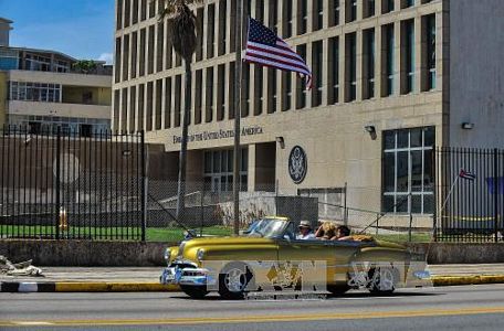 Đại sứ quán Mỹ tại thủ đô La Habana, Cuba ngày 3/10. Ảnh: AFP/TTXVN