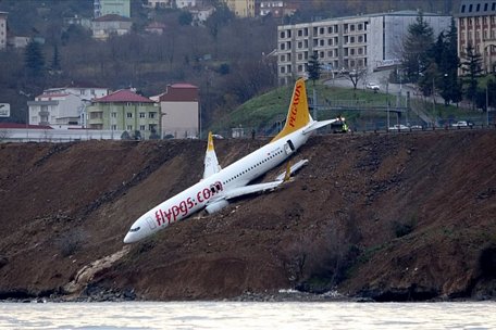 Hiện trường chiếc máy bay gặp nạn suýt lao xuống biển. Ảnh: Reuters