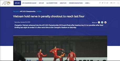 Trang chủ AFC: U23 Việt Nam hiên ngang vào bán kết U23 châu Á