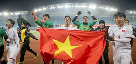 U23 Việt Nam lần đầu tiên giành quyền vào trận chung kết giải đấu cấp châu lục. Ảnh: AFC.