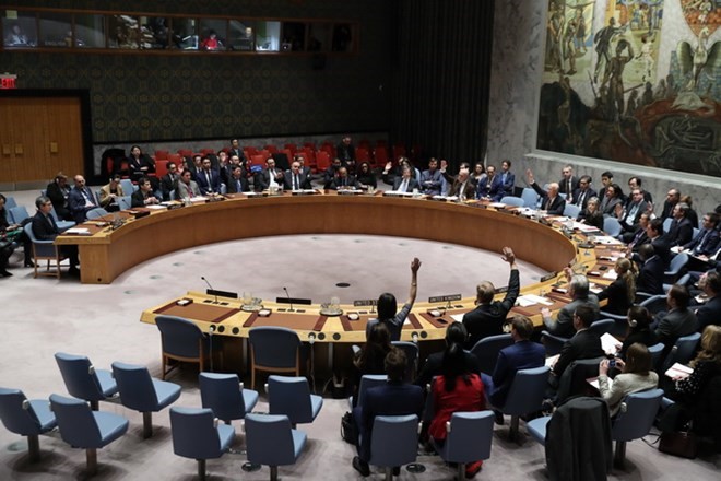 Toàn cảnh một phiên họp của Hội đồng Bảo an Liên hợp quốc. (Nguồn: THX/TTXVN)