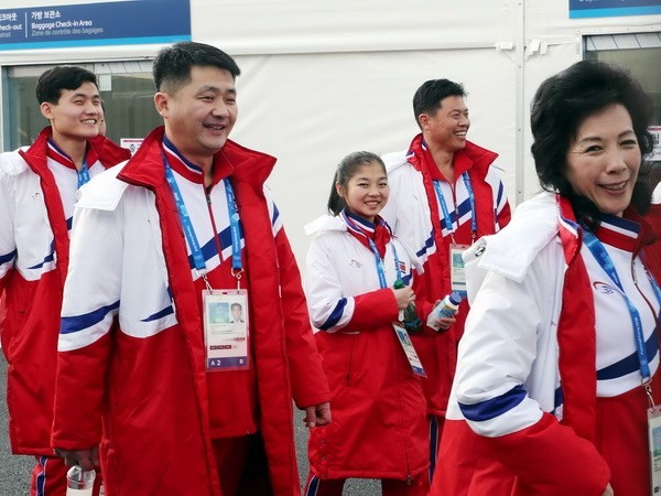Các vận động viên Triều Tiên tại Gangneung, Hàn Quốc. Yonhap/TTXVN)