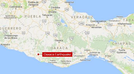 Khu vực xảy ra động đất tại bang Oaxaca, Mexico. Hình ảnh: Google