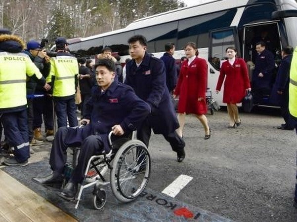 Phái đoàn Triều Tiên tới PyeongChang, Hàn Quốc để tham dự Paralympic PyeongChang 2018 ngày 7/3. (nguồn: Yonhap/TTXVN.)