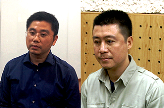 Đối tượng Nguyễn Văn Dương ( trái) và Phan Sào Nam là 2 kẻ cầm đầu điều hành đường dây đánh bạc qua mạng hàng ngàn tỷ đồng.