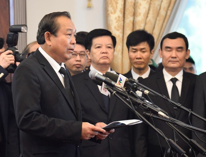 Trưởng Ban Tổ chức lễ tang Trương Hòa Bình tuyên bố Lễ truy điệu nguyên Thủ tướng Phan Văn Khải.