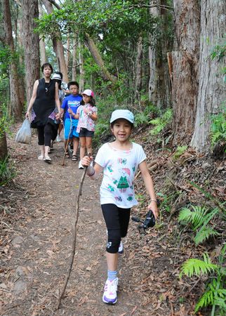 Những đứa trẻ thích thú khi được người lớn hướng dẫn cách thức đi trong rừng tránh nguy hiểm và đánh dấu để không bị lạc. Trong ảnh: một chuyến dã ngoại trong vườn quốc gia Springbrook (Úc) - Ảnh: T.T.D.