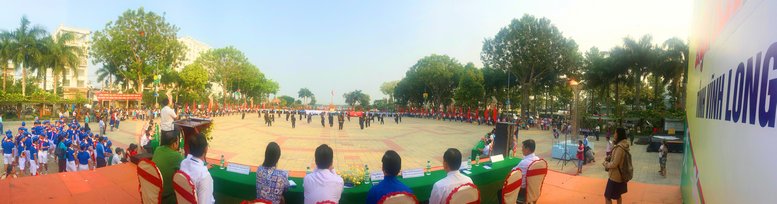 Toàn cảnh lễ khai mạc Hội khỏe Phù Đổng tỉnh Vĩnh Long lần thứ 11- 2018.