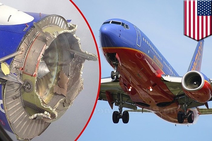 Một chiếc máy bay Boeing của hãng hàng không giá rẻ Mỹ Southwest Airlines đã gặp nạn khi động cơ trái phát nổ ở độ cao 9km khi đang bay từ New York tới Dallas (Mỹ). Ảnh: YouTube.