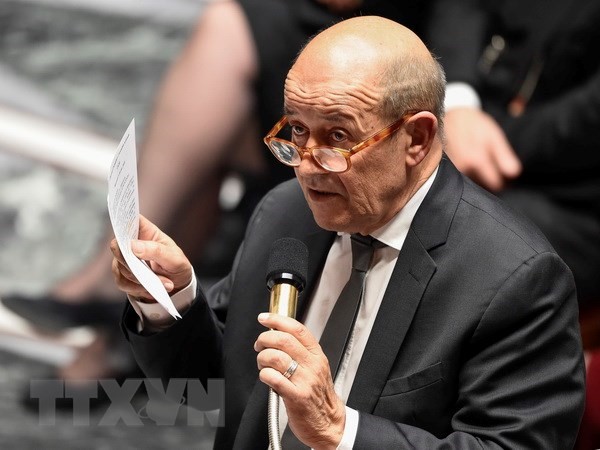 Ngoại trưởng Pháp Jean-Yves Le Drian phát biểu tại thủ đô Paris. (Nguồn: AFP/TTXVN)