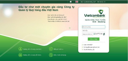 Một giao dịch giả mạo website dịch vụ NH điện tử của Vietcombank