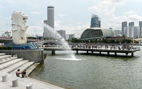 Công viên Merlion ở thủ đô Singapore. (Nguồn :AFP/TTXVN)