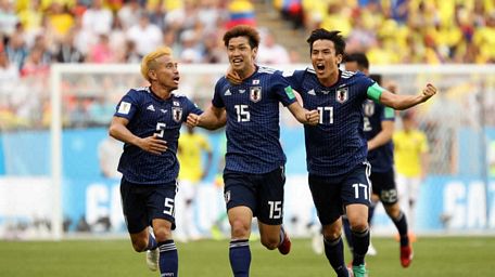 Niềm vui chiến thắng của các cầu thủ Nhật Bản.