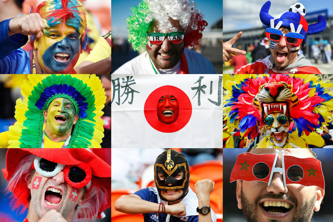 Muôn vẻ người hâm mộ World Cup 2018 - Ảnh: AFP