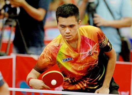 Nguyễn Trung Kiên (DT Việt Nam) trong trận chung kết nội dung đơn nam quốc tế.
