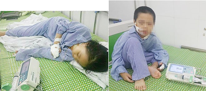 Hai cháu nhỏ đang được điều trị tại bệnh viện.